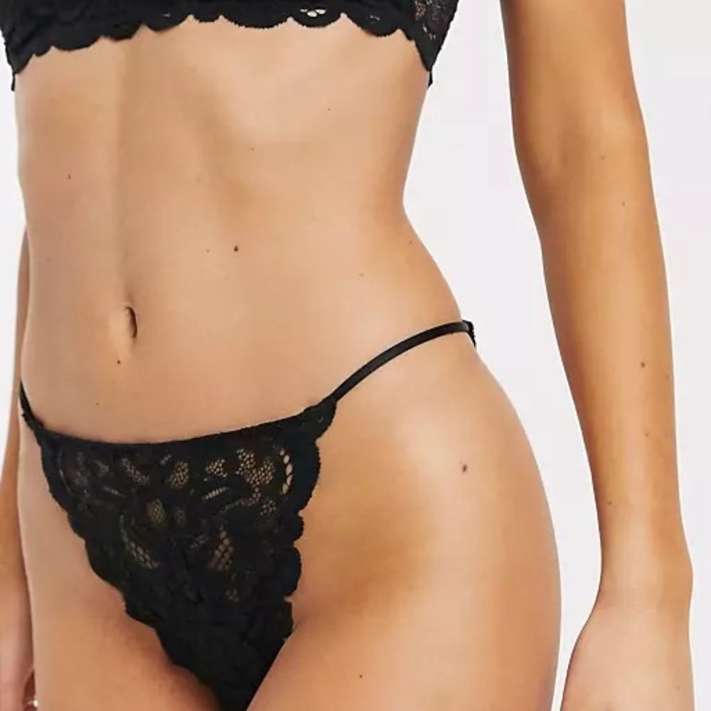 NWT Free People Reese High Waisted Tanga Panty in Black